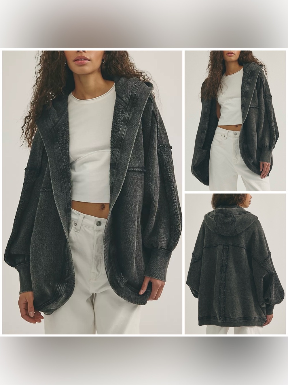 NWOT Free People We The Free Forever Yours Cardi - washed black - medium
